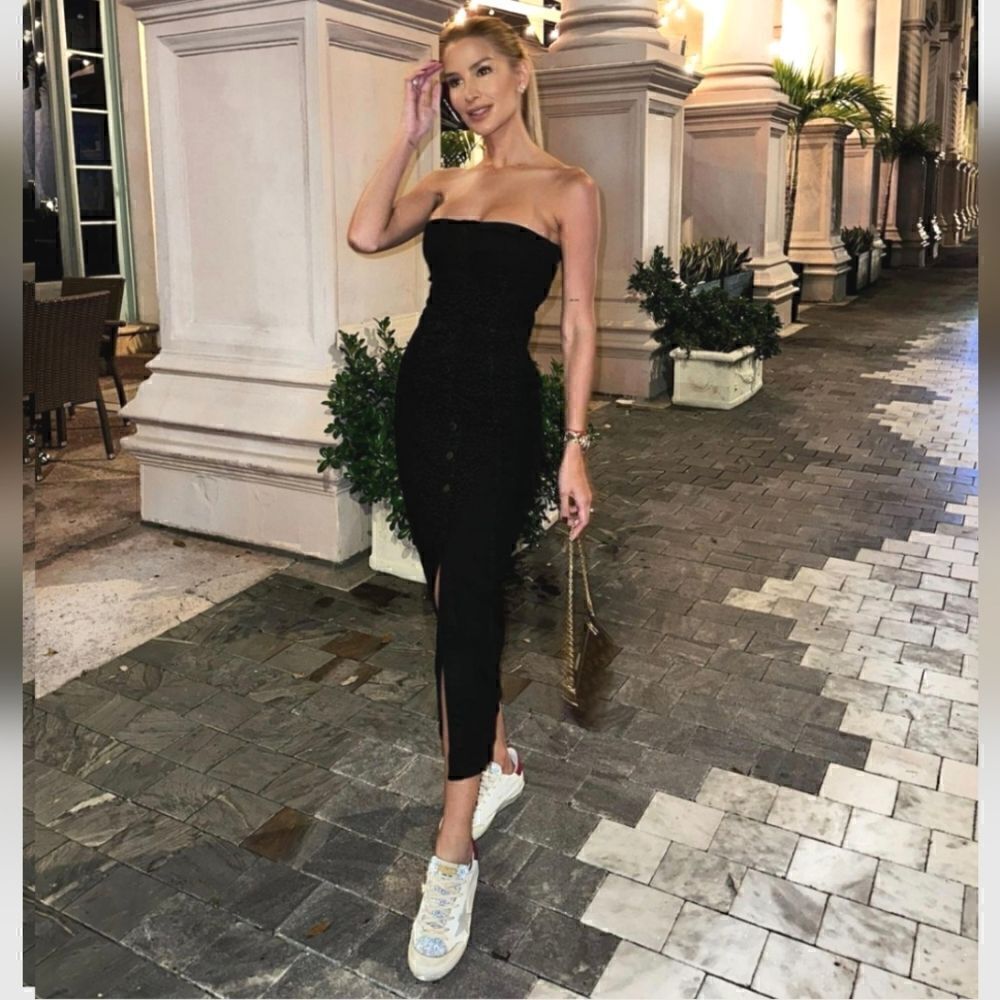 ZARA DENIM BUSTIER DRESS black